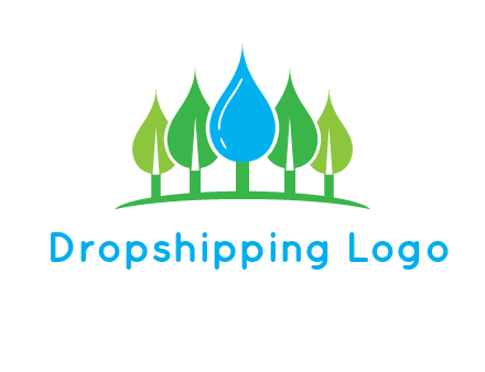 trees made of water drops logo