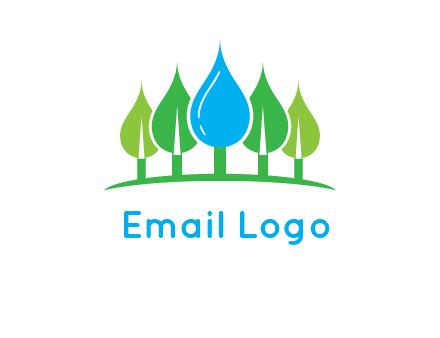 trees made of water drops logo