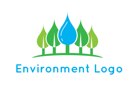 trees made of water drops logo