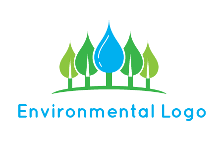 trees made of water drops logo