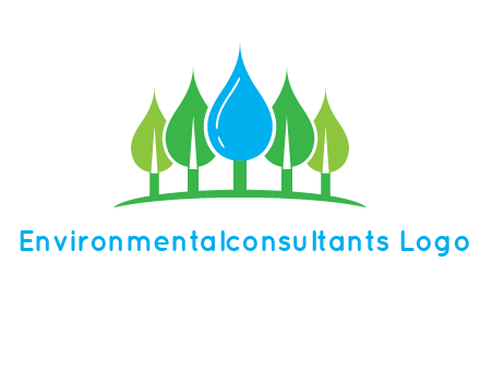 trees made of water drops logo