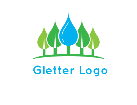 trees made of water drops logo