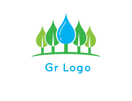 trees made of water drops logo