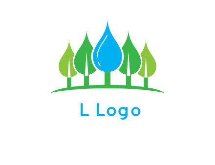 trees made of water drops logo