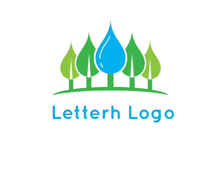 trees made of water drops logo