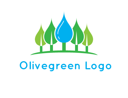 trees made of water drops logo