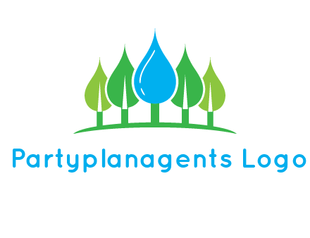 trees made of water drops logo