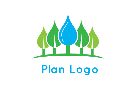 trees made of water drops logo