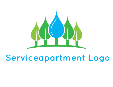 trees made of water drops logo
