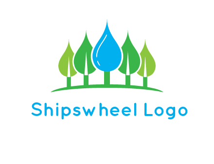 trees made of water drops logo