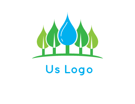 trees made of water drops logo