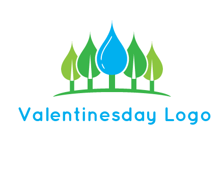 trees made of water drops logo