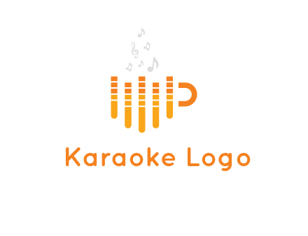 music bars forming coffee cup with notes logo