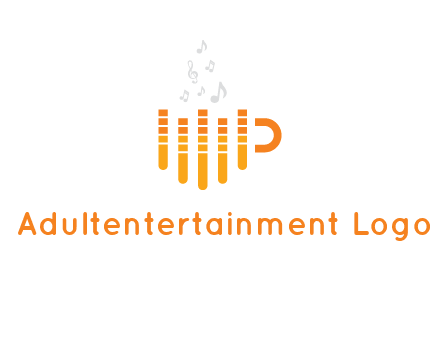 music bars forming coffee cup with notes logo