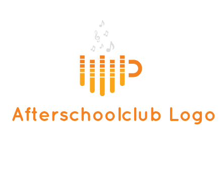 music bars forming coffee cup with notes logo