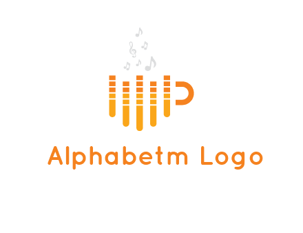 music bars forming coffee cup with notes logo