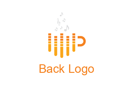 music bars forming coffee cup with notes logo