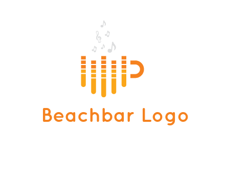 music bars forming coffee cup with notes logo