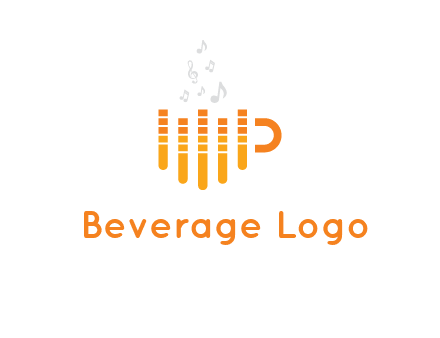 music bars forming coffee cup with notes logo