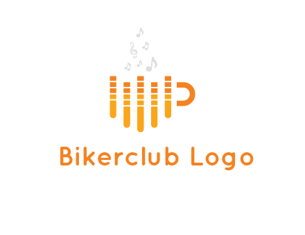 music bars forming coffee cup with notes logo