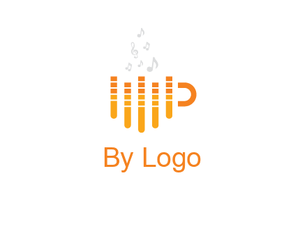 music bars forming coffee cup with notes logo