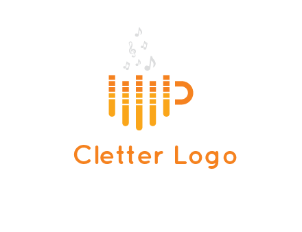 music bars forming coffee cup with notes logo