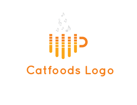 music bars forming coffee cup with notes logo