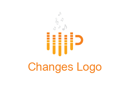 music bars forming coffee cup with notes logo