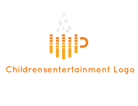 music bars forming coffee cup with notes logo