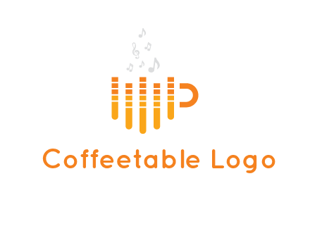 music bars forming coffee cup with notes logo