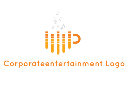 music bars forming coffee cup with notes logo