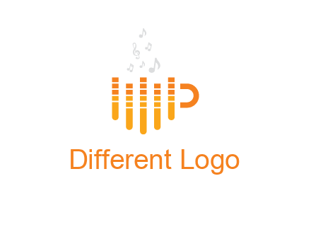 music bars forming coffee cup with notes logo