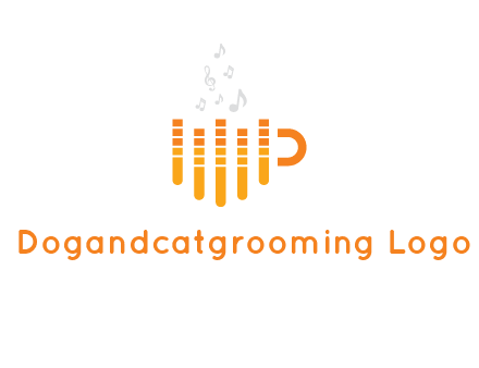 music bars forming coffee cup with notes logo