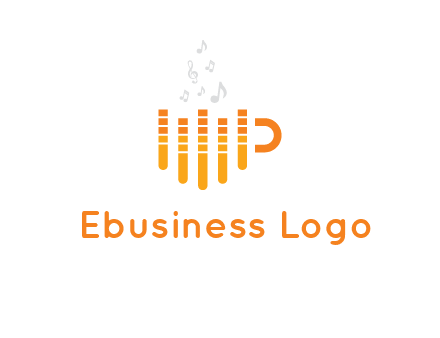 music bars forming coffee cup with notes logo