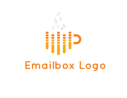music bars forming coffee cup with notes logo