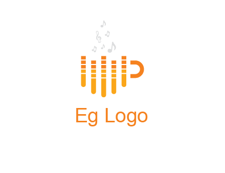 music bars forming coffee cup with notes logo