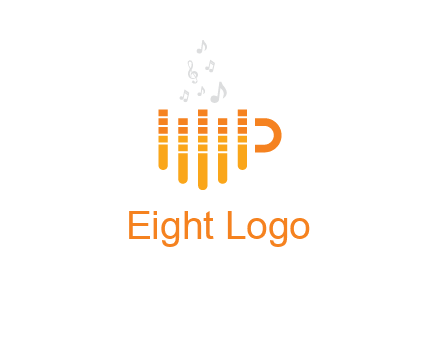 music bars forming coffee cup with notes logo