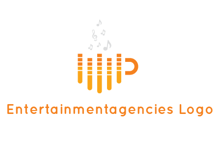 music bars forming coffee cup with notes logo