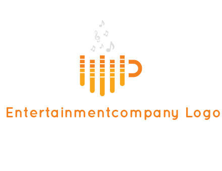 music bars forming coffee cup with notes logo