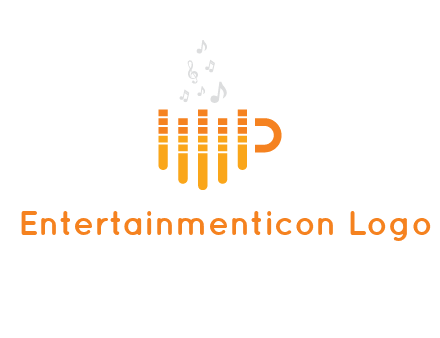 music bars forming coffee cup with notes logo