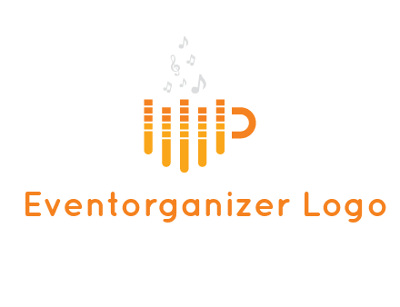 music bars forming coffee cup with notes logo