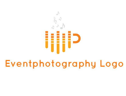 music bars forming coffee cup with notes logo