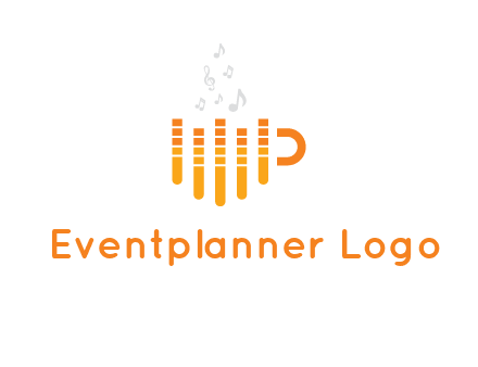 music bars forming coffee cup with notes logo