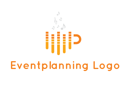 music bars forming coffee cup with notes logo