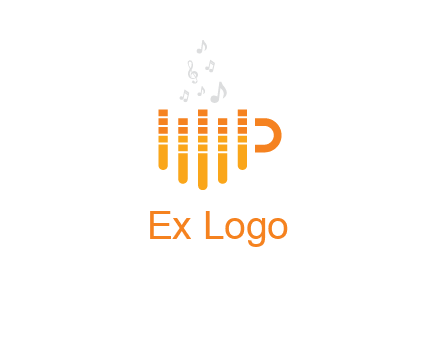 music bars forming coffee cup with notes logo