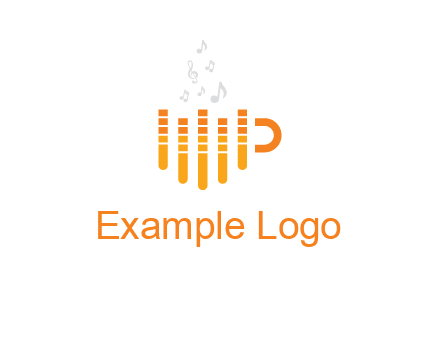 music bars forming coffee cup with notes logo