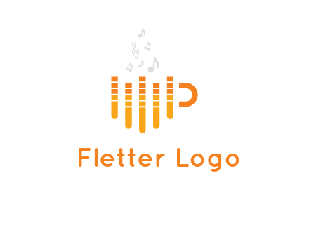 music bars forming coffee cup with notes logo