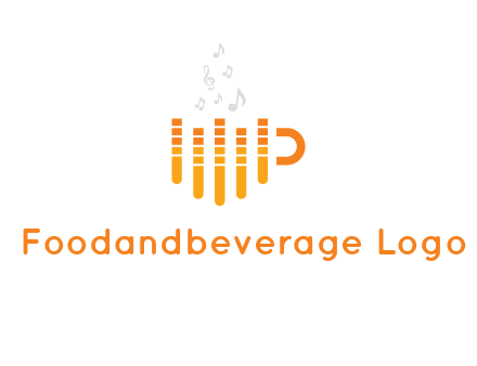 music bars forming coffee cup with notes logo