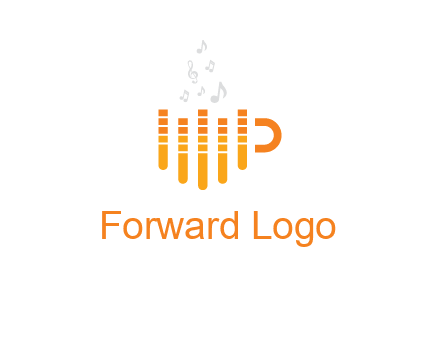 music bars forming coffee cup with notes logo