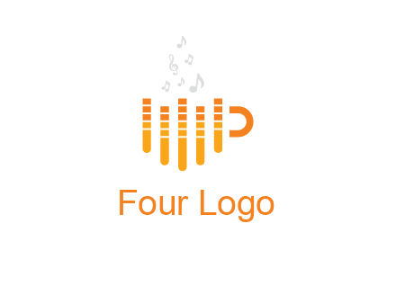 music bars forming coffee cup with notes logo